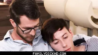 stepdad helps twink stepson feel better after he has a bad day at school
