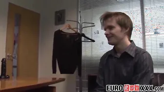 twink intern has bareback business at boss office