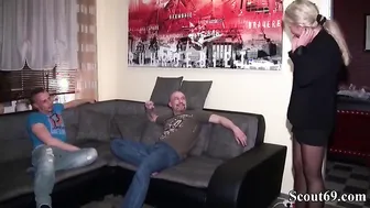 Daddy and Step s. Fuck German MILF in hard Threesome