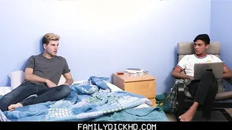 Bear Step Dad Walks In On His Twink Step s. Fucking A Twink Latino Foreign Exchange Student And Joins In