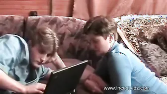 s. play at computer but come horny mom and convince him to fuck