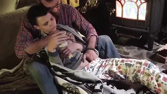 Daddy barebacks and breeds his young boy