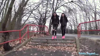 Public Agent Real Twins stopped on the street for indecent proposals