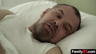 The old stepdad stuff his thicky, meaty cock in the boy’s hole, stretching it out as he pounds him passionately