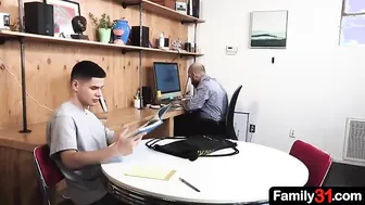 It feels good having his muscular stepdaddy between his lips But it feels even better taking his raw cock in his ass