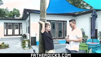 Teen boy tied and fucked beautifully by his horny big dick dad-FATHERDICKS.COM