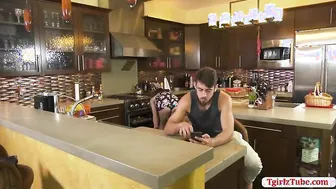 TS stepmom Melanie Brooks fucks stepson