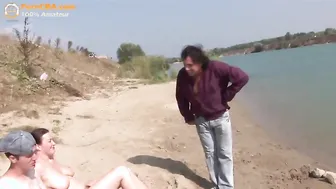 Real amateur threesome on the beach