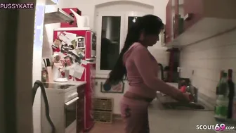 Son Seduce German Stepmom to Fuck in kitchen When Dad away