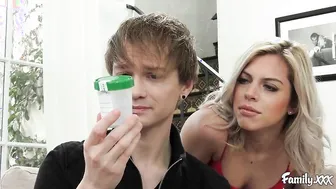 Blonde Babe Allie Nicole Helps Her Stepbrother By Working His Cock