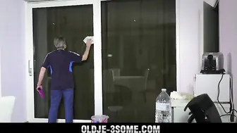 Hot teens fucked in sensual old young threesome with cum swap blowjob