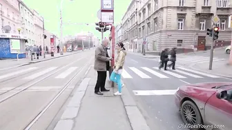 This old goes young guy admired Lenka's ass before licking her pussy