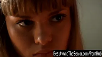 Sexy blond teen Lisa suck an old cock
