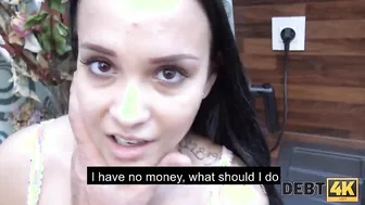 DEBT4k. Hot blonde cheats on hubby with collector after purchasing car