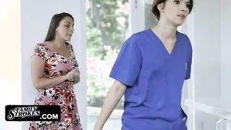 Family Strokes - Lovely Nurse Takes Good Care Of Her Injured Stepbrother And His Morning Wood