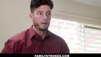Step Siblings Almost Caught Fucking By Step Daddy - Family Strokes