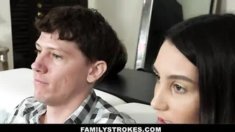 Skinny Stepsis Fucks Brother While Watching Her Favorite Show
