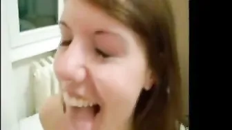 y. step sis takes a massive load to her face