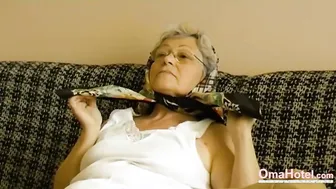 OmaHoteL Horny Grandma Toying Her Hairy Pussy