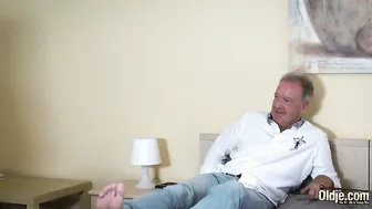 Jealous trophy girlfriend fucks sugar daddy sucks his dick and swallows cum