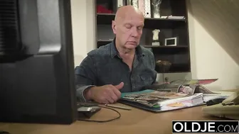 Riding Old Man Cock and Sucking his balls swallows cum