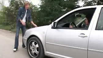 Car Troubled Granny Pays Dues By Getting Fuck