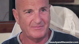Bald senior initiates shy Beauty