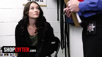 Fit Thief With Pierced Nipples Veronica Church Gaggs On Security Officer's Fat Dick - Shoplyfter