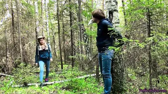 Stranger Arouses, Sucks and Hard Fuckes in the Forest of Tied Guy Outdoor