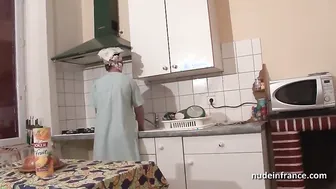 French mom seduces young boy sucks his big cock and gives her ass