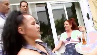 Busty lady anal fucked at meeting