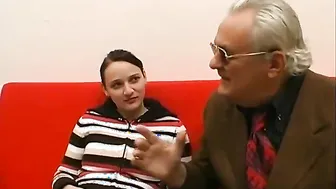A shy little girl is hard banged by two dirty guys