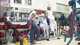 Mature chubby woman attacked and fucked in the gym shower