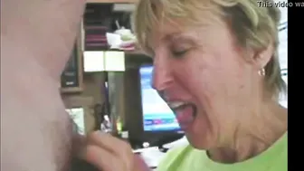 Grandma sucks her grandson's dick