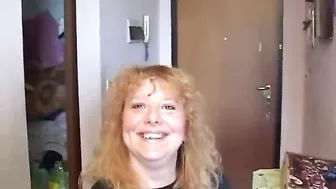 Gang bang of a busty and curly girl