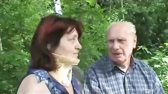Old Mature couple fucks outdoor
